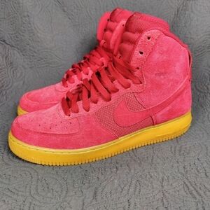 Nike Air Force 1 High '07 Gym Red Gum Sole Suede Sneakers Men's Shoes Size 10.5